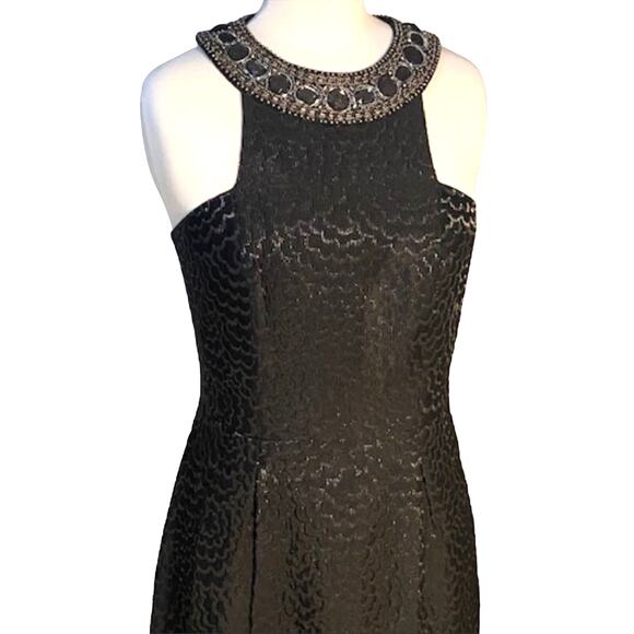 Trina Turk Black Halter Dress Jewels Gold 2 - Picture 2 of 11